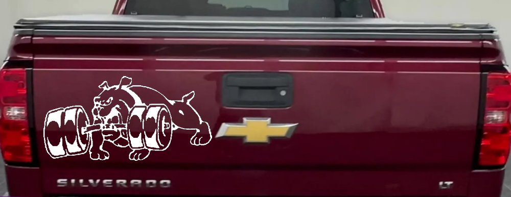 Bulldog With Barbells Car or Truck Window Decal Sticker