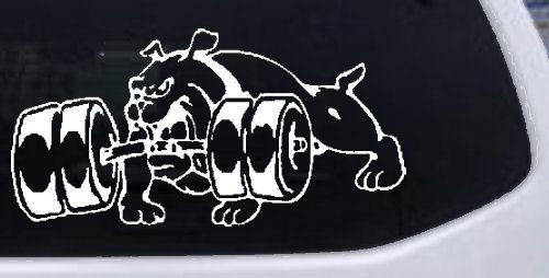 Bulldog With Barbells Car or Truck Window Decal Sticker