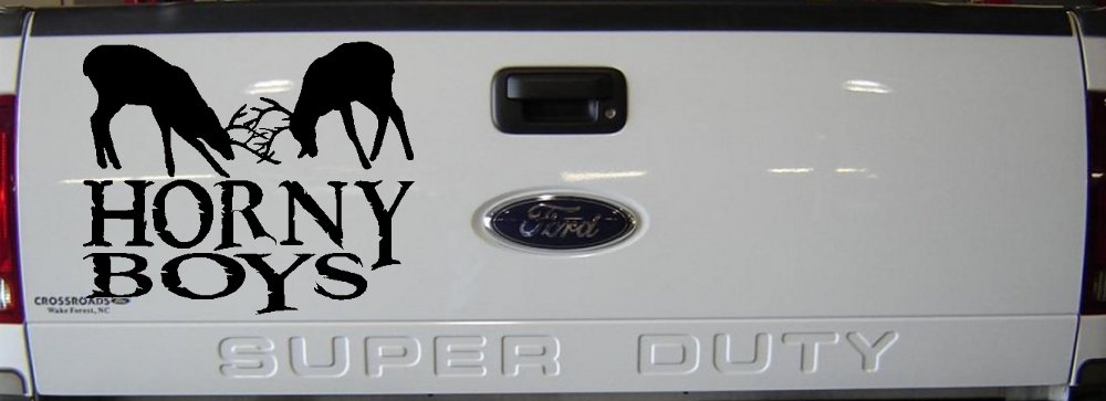 Horny Boys Buck Deer Hunting Car or Truck Window Decal Sticker (Black)