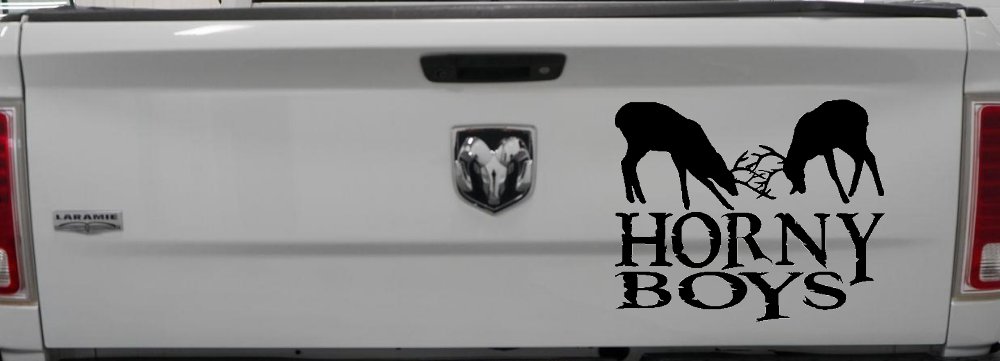 Horny Boys Buck Deer Hunting Car or Truck Window Decal Sticker (Black)