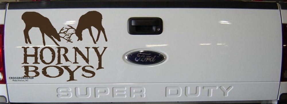 Horny Boys Buck Deer Hunting Car or Truck Window Decal Sticker (Brown)