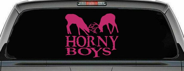 Horny Boys Buck Deer Hunting Car or Truck Window Decal Sticker (Hot Pink)