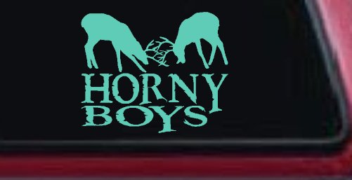 Horny Boys Buck Deer Hunting Car or Truck Window Decal Sticker (Mint)