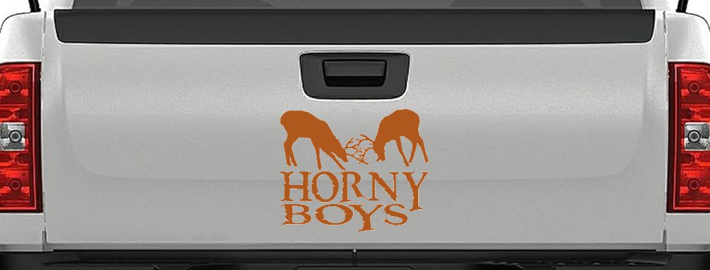 Horny Boys Buck Deer Hunting Car or Truck Window Decal Sticker (Nut Brown)