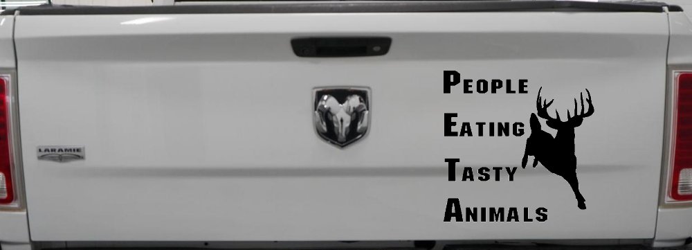 PETA People Eating Tasty Animals Deer Hunting Car or Truck Window Decal Sticker
