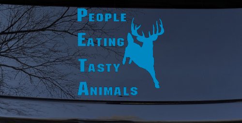 PETA People Eating Tasty Animals Deer Hunting Car or Truck Window Decal Sticker (Blue)