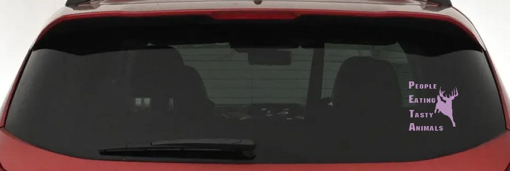 PETA People Eating Tasty Animals Deer Hunting Car or Truck Window Decal Sticker (Lilac)