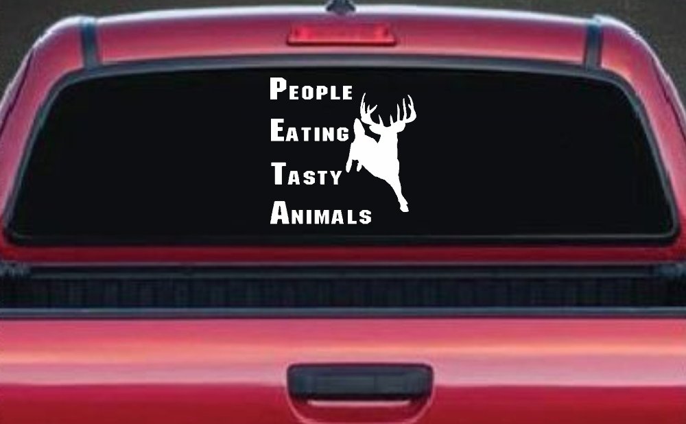 PETA People Eating Tasty Animals Deer Hunting Car or Truck Window Decal Sticker