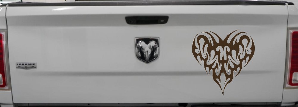 Tribal Heart with Swirls Car or Truck Window Decal Sticker (Brown)