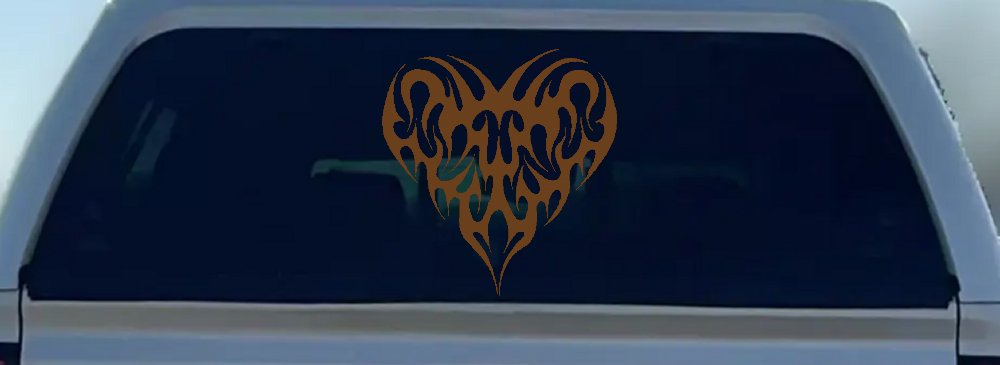 Tribal Heart with Swirls Car or Truck Window Decal Sticker (Copper)