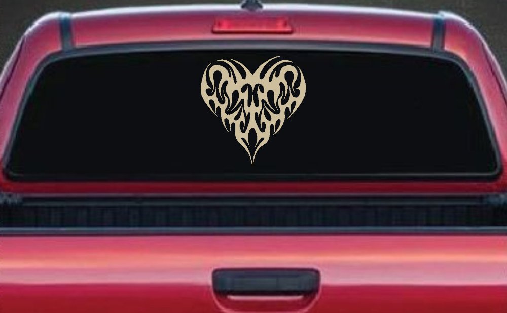 Tribal Heart with Swirls Car or Truck Window Decal Sticker