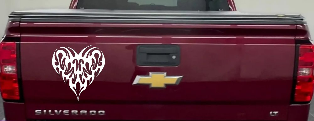 Tribal Heart Swirl Decal for Car Truck Windows (White)