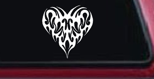 Tribal Heart Swirl Decal for Car Truck Windows (White)