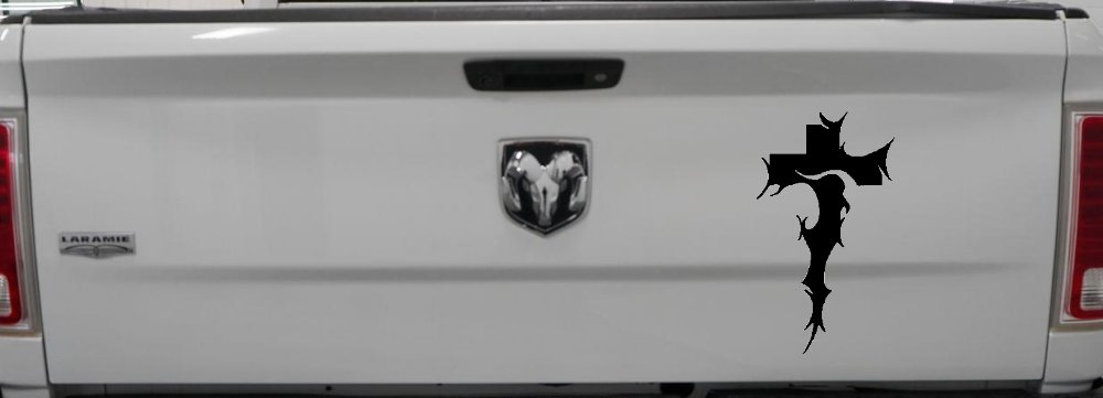 Tribal Thorn Jesus Cross Christian Car or Truck Window Decal Sticker
