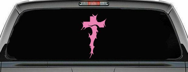 Tribal Thorn Jesus Cross Christian Car or Truck Window Decal Sticker