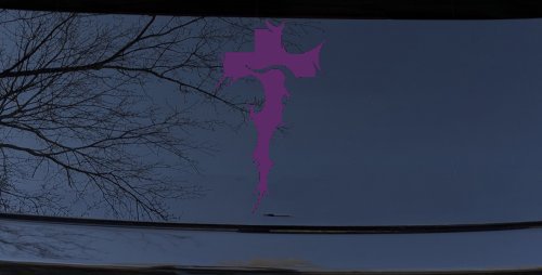 Tribal Thorn Jesus Cross Christian Car or Truck Window Decal Sticker (Violet)