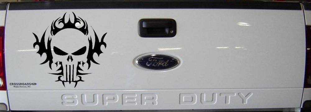 Tribal Punisher Skull Car or Truck Window Decal Sticker (Black)