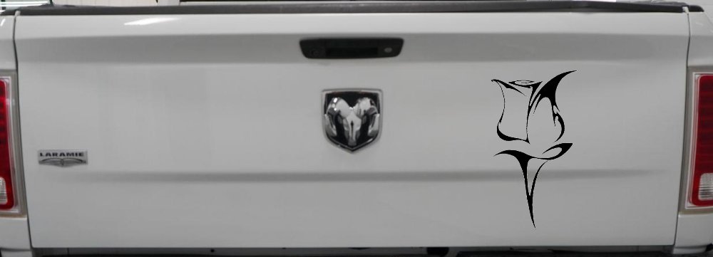 Tulip Rose Flower Car or Truck Window Decal Sticker (Black)