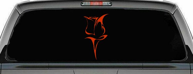 Tulip Rose Flower Car or Truck Window Decal Sticker (Orange Red)