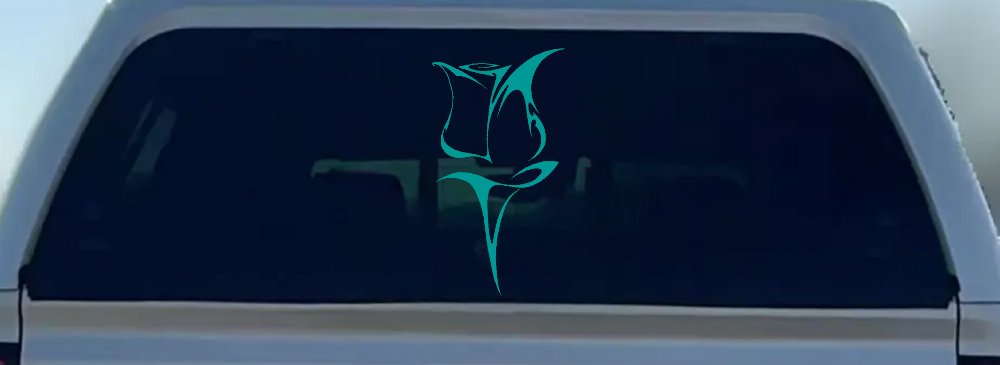 Tulip Rose Flower Car or Truck Window Decal Sticker (Turquoise)