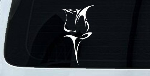 Tulip Rose Flower Car or Truck Window Vinyl Decal Sticker (White)