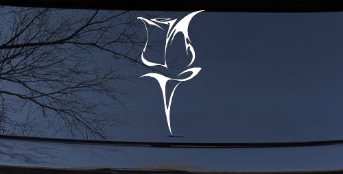 Tulip Rose Flower Car or Truck Window Decal Sticker (White)
