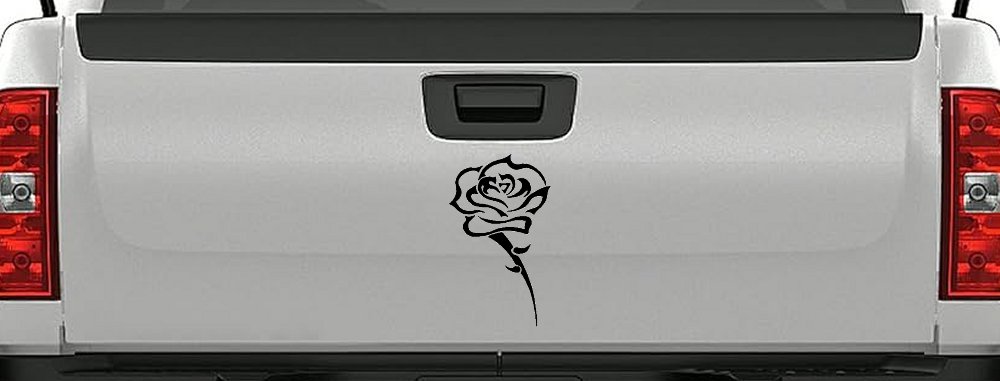 Single Open Rose Flower Car or Truck Window Decal Sticker (Black)
