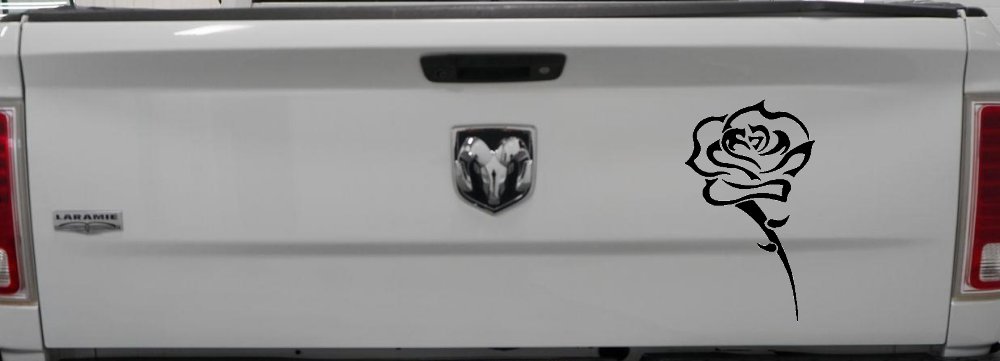 Single Open Rose Flower Car or Truck Window Decal Sticker (Black)
