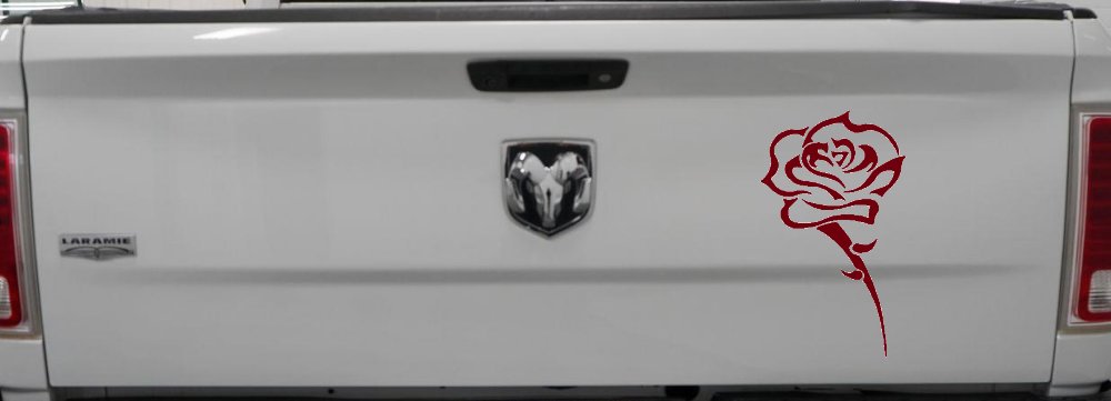 Single Open Rose Flower Car or Truck Window Vinyl Decal Sticker (Burgundy)