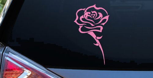 Single Open Rose Flower Car or Truck Window Decal Sticker (Pink)
