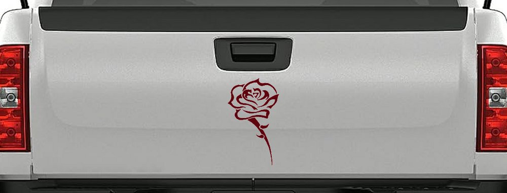 Single Open Rose Flower Car or Truck Window Vinyl Decal Sticker (Purple Red)