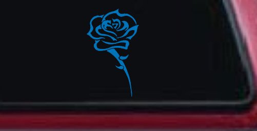 Single Open Rose Flower Car or Truck Window Decal Sticker (Sky Blue)