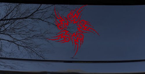 Tribal Circle Tribal Car or Truck Window Decal Sticker (Red)