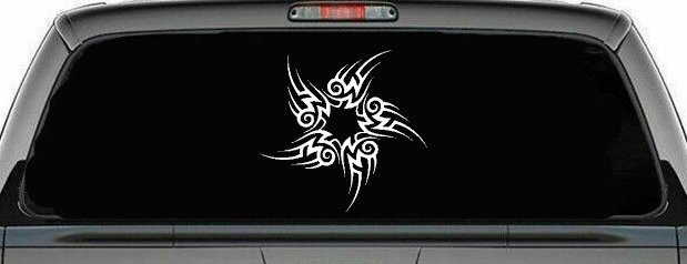 Tribal Circle Tribal Car or Truck Window Decal Sticker (White)
