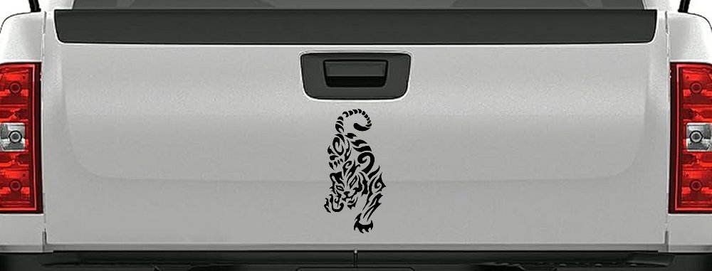 Tribal Cat Tiger Car or Truck Window Decal Sticker (Black)