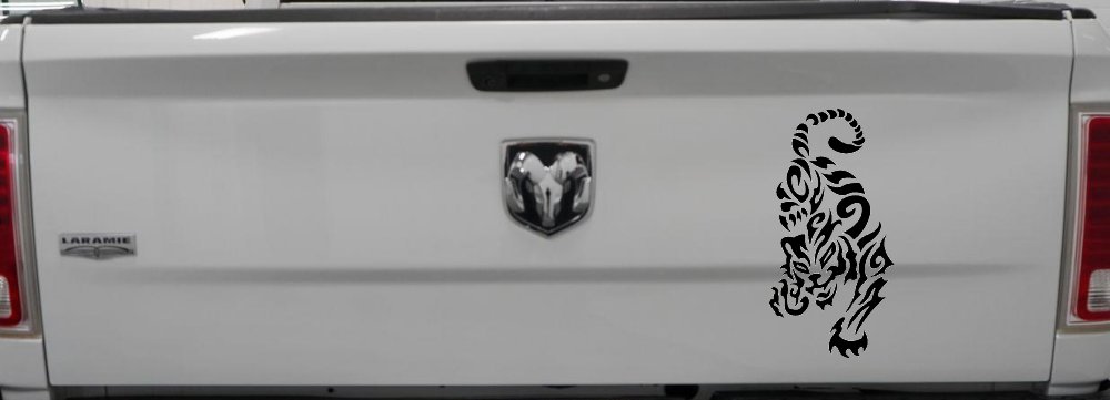 Tribal Cat Tiger Car or Truck Window Vinyl Decal Sticker (Black)
