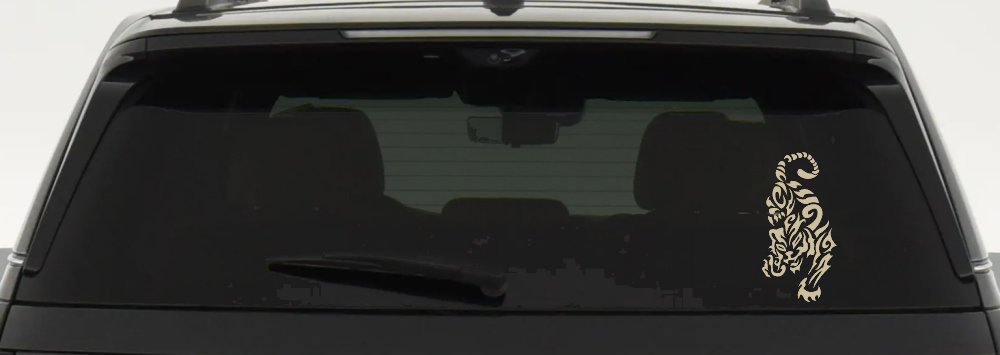 Tribal Cat Tiger Car or Truck Window Decal Sticker (Desert Sand)