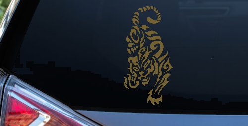 Tribal Cat Tiger Car or Truck Window Decal Sticker (Gold)