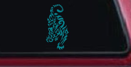 Tribal Cat Tiger Car or Truck Window Decal Sticker (Turquoise Blue)