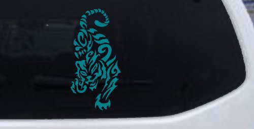 Tribal Cat Tiger Car or Truck Window Decal Sticker (Turquoise Blue)