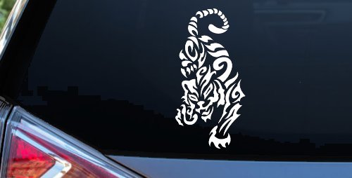 Tribal Cat Tiger Car or Truck Window Vinyl Decal Sticker (White)