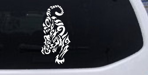 Tribal Cat Tiger Car or Truck Window Decal Sticker (White)