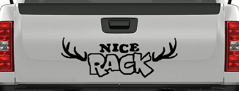 Nice Rack Deer Horns Funny Hunting Car or Truck Window Decal Sticker (Black)