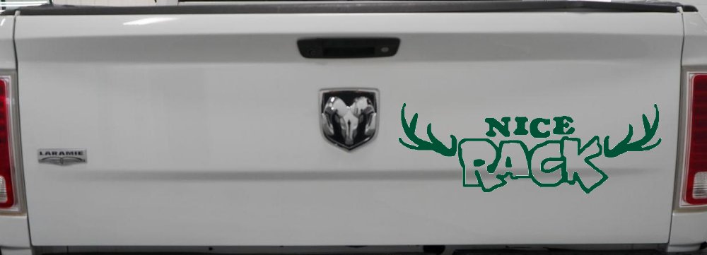 Nice Rack Deer Horns Funny Hunting Car or Truck Window Vinyl Decal Sticker (Dark Green)