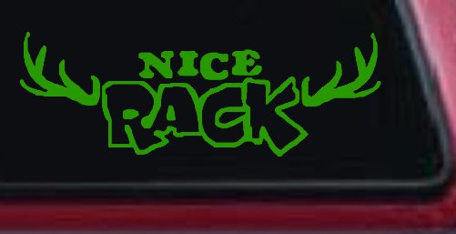Nice Rack Deer Horns Funny Hunting Car or Truck Window Decal Sticker (Lime)
