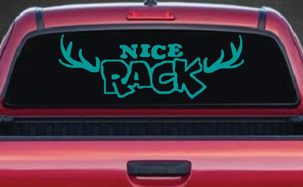 Nice Rack Deer Horns Funny Hunting Car or Truck Window Decal Sticker (Turquoise)