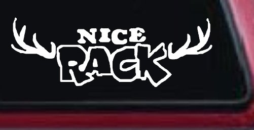 Nice Rack Deer Horns Funny Hunting Car or Truck Window Decal Sticker (White)
