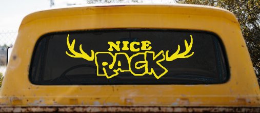 Nice Rack Deer Horns Funny Hunting Car or Truck Window Decal Sticker (Yellow)