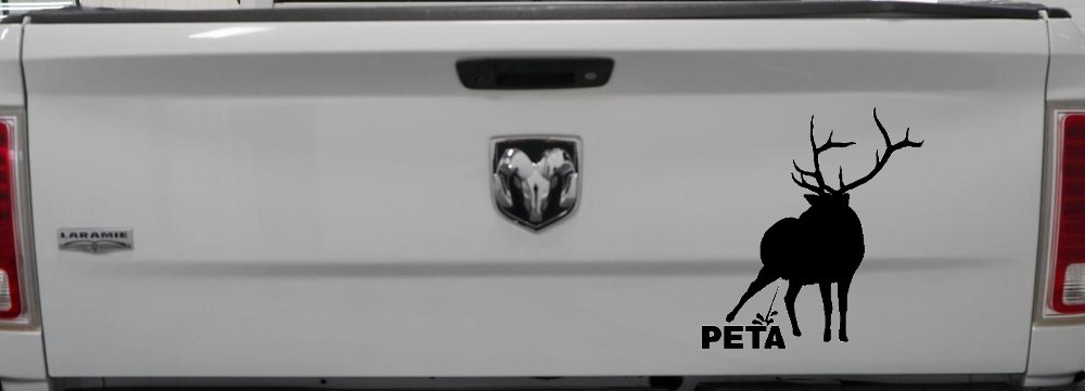 Pee On PETA Deer Hunting Car or Truck Window Decal Sticker
