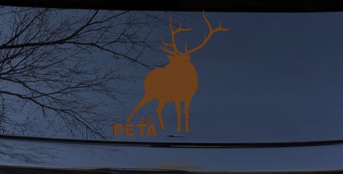 Pee On PETA Deer Hunting Car or Truck Window Decal Sticker (Copper)